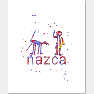 Nazca man with Nazca dog Posters and Art